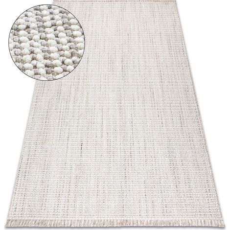 Teppich NANO EO78C Melange, Schlinge, flach gewebt grau / weiß beige 80x150 cm