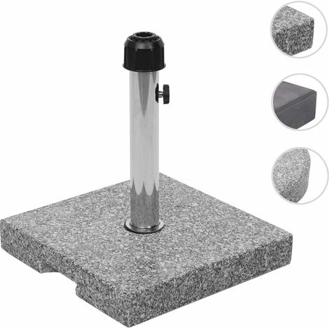 Porte-parasol HWC-F92, support pour parasol, granit 23kg, noir, anguleux (1/5)
