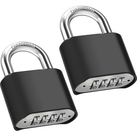 2PCS Gros Cadenas Code 4 Chiffres pour Extérieur, Etanche, Anse 8mm 52mm Cadenas Extérieur, Cadenas à Combinaison, Robuste Serrure pour Jardins, Cours, Porte, Clôture, Casier, Porte de Garage (1/5)