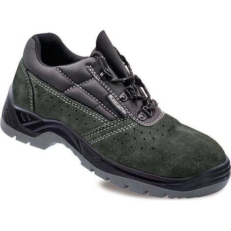 Chaussures de sécurité en croûte de cuir perforé gris foncé S1P SRC taille 40 cuir noir