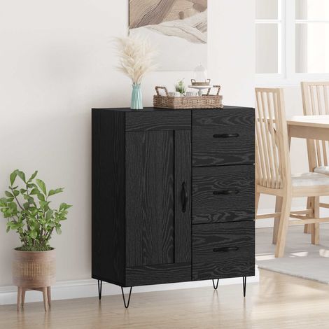 vidaXL Credenza Rovere Nero 69,5 x 34 x 90 cm Legno