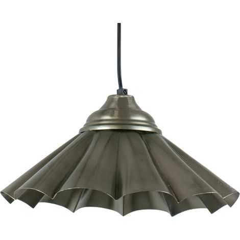 Suspension Abat jour conique metal etain Lustre plafonnier LED (1/3)