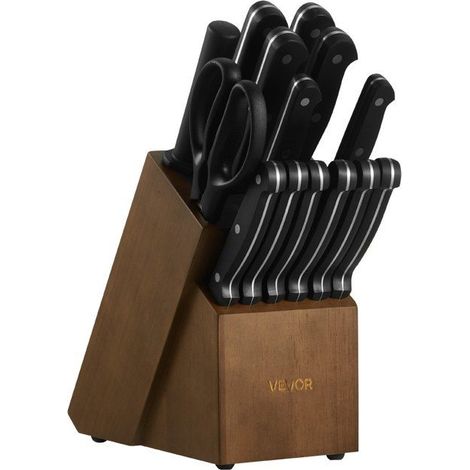 Set de couteaux de cuisine avec bloc - 15 pièces - Acier inoxydable allemand à haute teneur en carbone (1/5)