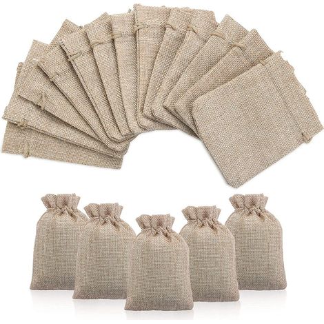 Sac En Jute - 9 x 12 cm - Fermeture À Cordon - Pour Bijoux Épices Café Herbes - Lot De 50 (1/5)