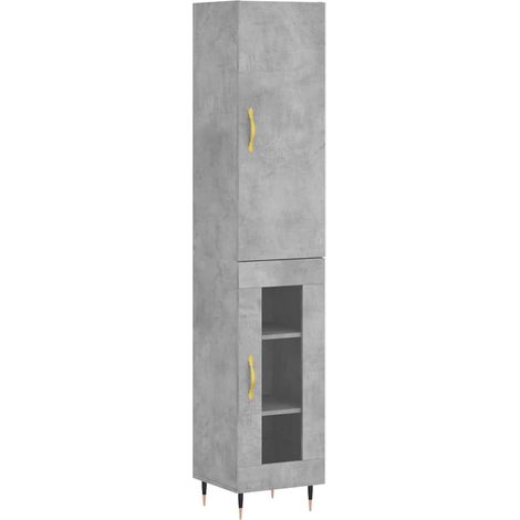 Maison Exclusive - Buffet haut Gris béton 34,5x34x180 cm Bois d'ingénierie (1/5)