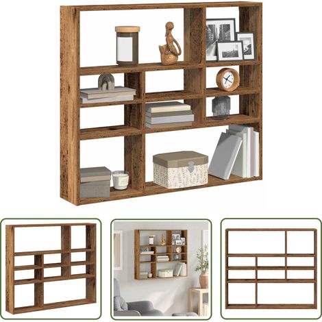 vidaXL Wandregal Altholz-Optik 90x16x78 cm Holzwerkstoff (1/5)