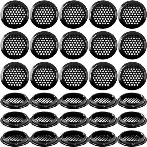 Packung mit 30 runden 5 cm (2 Zoll) großen Lüftungsgittern aus Edelstahl für Küche, Bad und Vorratsschränke. (1/5)