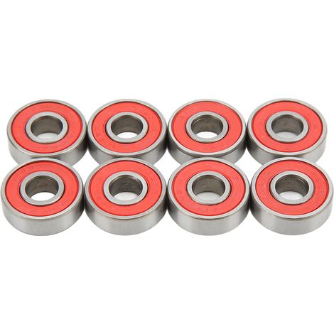 8 Roulements à Billes 608RS ABEC 9 en Acier Carbone Scellés 8x22x7mm pour Skateboard et Patins à Roulettes Rouges