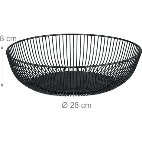 Cesta portafrutta decorativa in stile moderno geometrico 30 x 25 x 25 cm in metallo nero 130016829