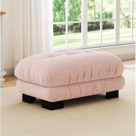 Pouf ottoman rose en tissu 112 x 68 x 52 cm OKWISH (1/5)
