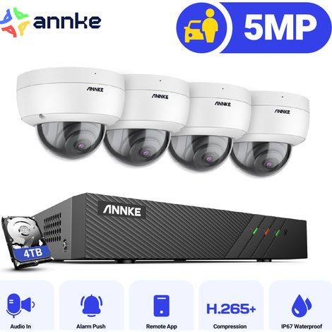 ANNKE 5MP 8 Channel PoE Security System with 4 Dome Cameras,Works with Alexa,EXIR 2.0 Night Vision,RTSP Supported - 4TB HDD (1/5)