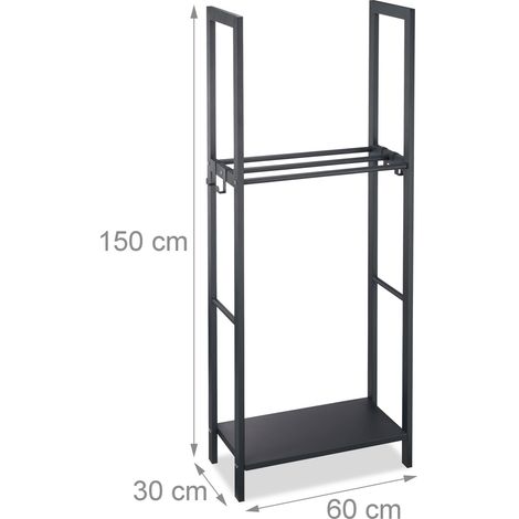 Portalegna a 2 livelli stoccaggio ordinato 100 x 40 x 30 cm in acciaio antracite 130005532