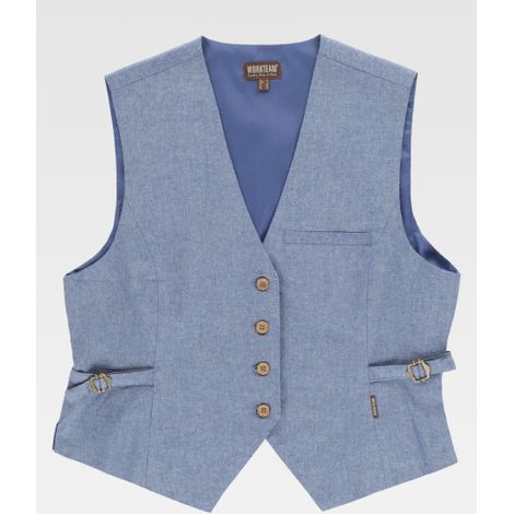 Chaleco de Mujer Estilo Vaquero Workteam B9036 Uniforme de Sala y Hostelería XXL Vaquero claro (1/2)