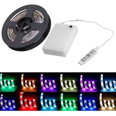 Bande LED RGB avec boîtier à piles, étanche, 200 cm, pour loisirs créatifs.
