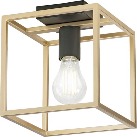 "Plafoniera KIMERA in metallo nero e oro 20x20 cm."