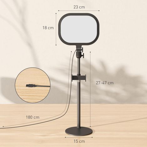 Lampe de bureau LED dimmable 5 modes de couleur 10 niveaux de luminosité port USB minuterie support pour téléphone noir (1/5)