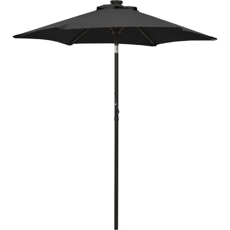 Sonnenschirm mit LED-Beleuchtung Schwarz 200x211 cm Alu