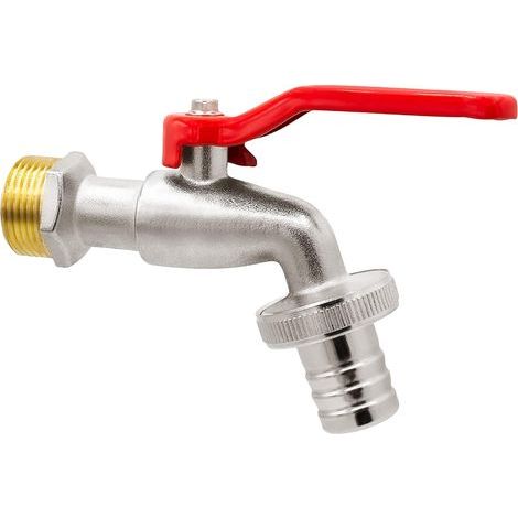 Robinet à sphére 10674, 3/4", laiton, nickelé, avec raccord de tuyau (1/5)