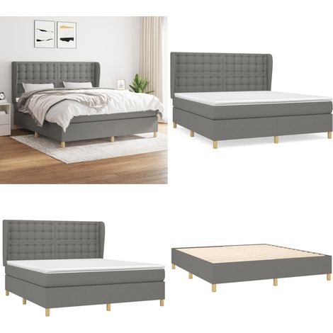 Boxspringbett mit Matratze Dunkelgrau 160x200 cm Stoff - Boxspringbett - Doppelbett - Schlafsystem - Bettenrahmen - Lattenrost - Home & Living (1/5)