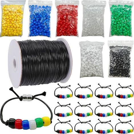 Kit di 1400 perline sfuse per braccialetti senza scritte e 100 metri di cordino in cotone cerato, perline per braccialetti cristiani
