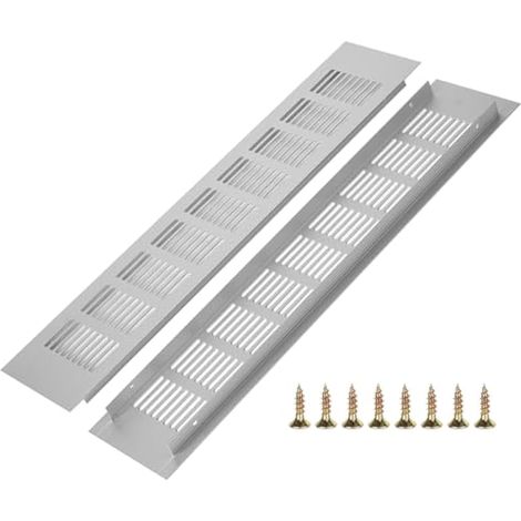 2 grilles d'aération rectangulaires en aluminium pour meuble à chaussures, salle de bain, cuisine, salon, 80 mm x 400 mm (1/5)