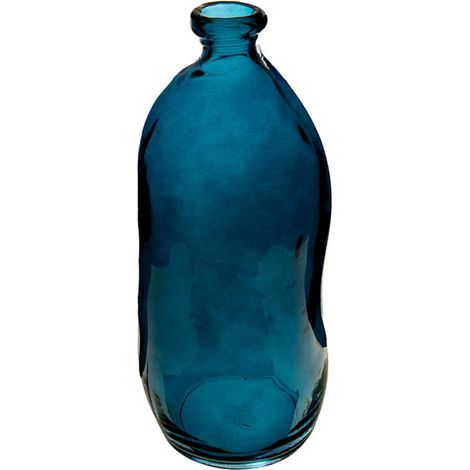 Vase Vintage en Verre "Bouteille" 35cm Bleu