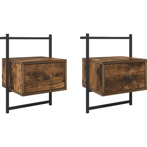 Maison Exclusive - Table de chevet murale 2 pcs chêne fumé 35x30x51 cm (1/5)