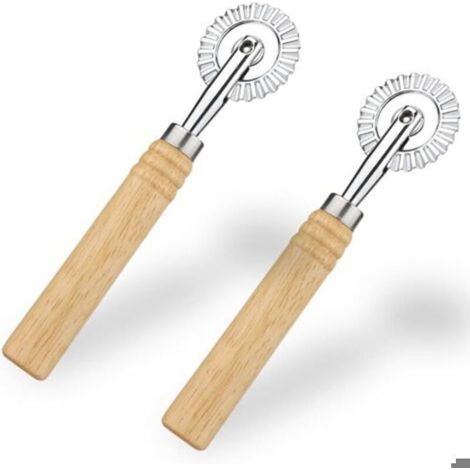 2 roulettes pâtisserie – manche bois – coupe ravioli (1/4)