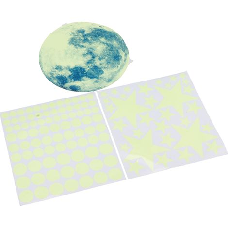 Stickers muraux phosphorescents Lune Étoile Pois Décoration murale Verte (1/5)