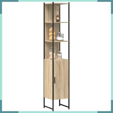 Armoire de salle de bain - 864342 - Sonoma - 33 x 33 x 185,5 cm - 2 étagères, 1 porte (1/5)