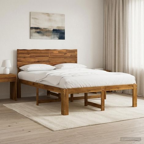 vidaXL Cama doble con cabecero ROSTOCK Natural 135 x 190 cm (1/5)