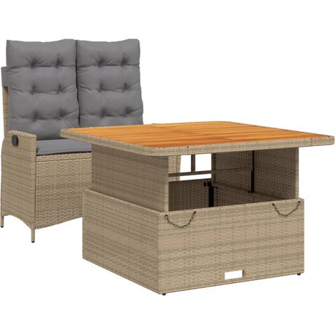 Ensemble à manger de jardin et coussins 2 pcs，Salon de jardin beige poly rotin CFW46612 (1/5)