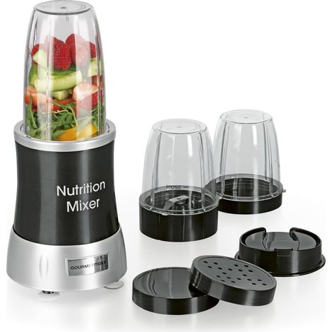 GOURMETmaxx Nutrition Blender  Smoothie Maker con set di accessori XXL  Frullatore da 11 pezzi  Frullatore con ricette, coperchi a tenuta stagna  Food Processor per frullati, smoothie & co. (1/4)