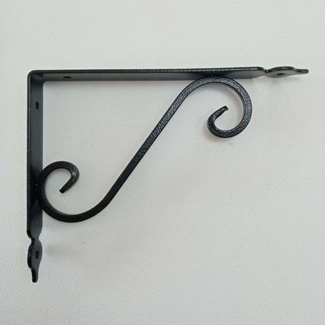 Reggimensola nera da 280x330mm staffa rustica anticata con saetta di rinforzo (1/4)