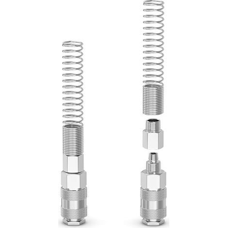 2 pièces kit de raccord d’air industriel mâle et de prise pour tube de 12MM OD x 8MM ID, raccords de compresseur de tuyau pneumatique à ressort (1/5)