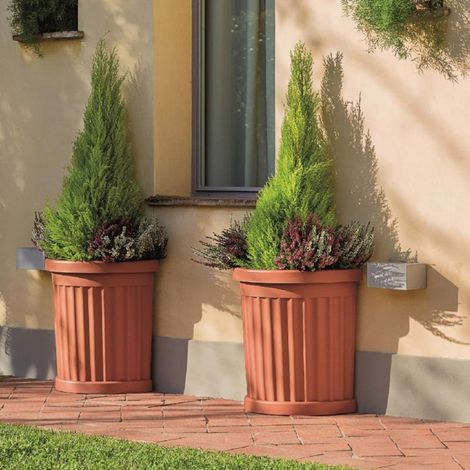 VASO MEZZOTONDO ROMA + SOTTOVASO BAMA PP TERRACOTTA CM 27X52 H.CM 49