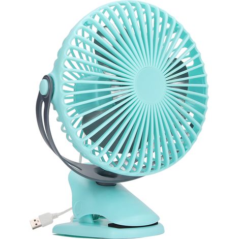 Ventilateur USB portable à pince, angle réglable, pour la maison, la voiture, les dortoirs, les poussettes, les voyages et le camping (bleu) (1/5)