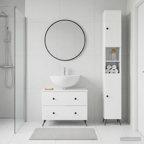 vidaXL Ensemble de 2 meubles de salle de bain BREDA Blanc brillant (1/5)