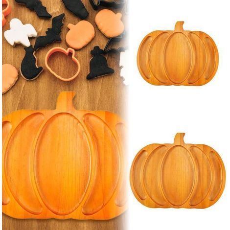 1 Plateau en bois forme citrouille, accessoire décoration Halloween, planche à fromage pour apéritif et snacks (1/5)