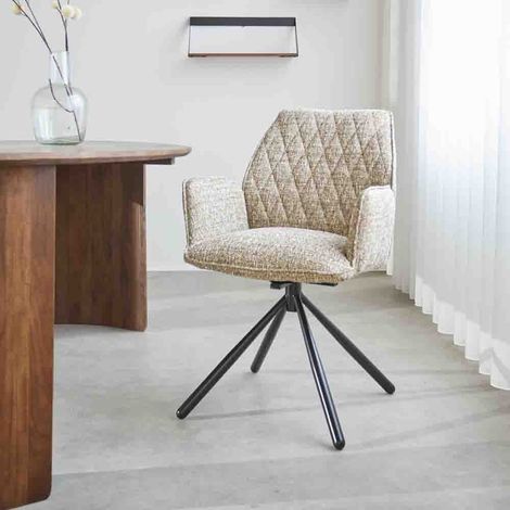 Drehbar Esszimmerstuhl Beige Novan Chenille – 180° drehbar (1/5)