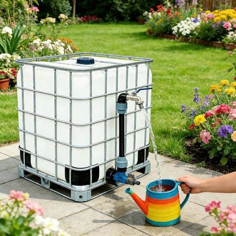 Robinet pour cuve 1000 L – col de cygne 3/4″ – 2 en 1 – récupérateur eau pluie – adaptateur tuyau arrosage (1/4)