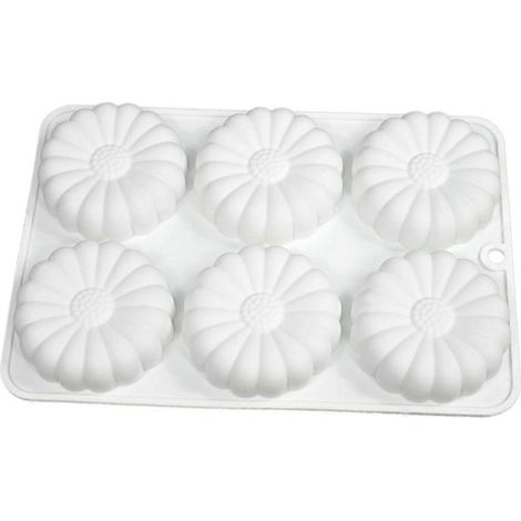 Moule en silicone à 6 cavités en forme de fleur pour la décoration de gâteaux et mousses. Outil de pâtisserie. (1/4)