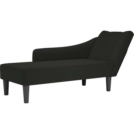 Chaise longue con reposabrazos derecho terciopelo negro vidaXL