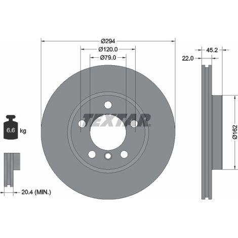 Lot de 2 Disques de frein Textar 92277805 MINI 34119804828 34119811537 9804828