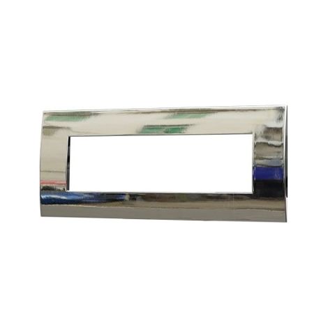 Placca Plastica ETTROIT Serie Venus 7 Posti/Moduli 507 Compatibile Con Vimar Arke, 14 Colori Disponibili (Cromato Lucido)