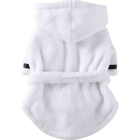 Peignoir pour chiot, peignoir éponge pour chien avec capuche et ceinture, facile à enfiler, blanc YP01A (1/4)
