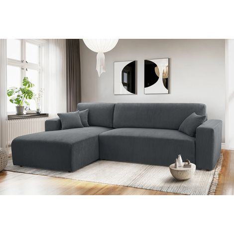 AX LIVING Catea Eckschlafsofa mit Bettkasten L – Graue Eckcouch 279 cm