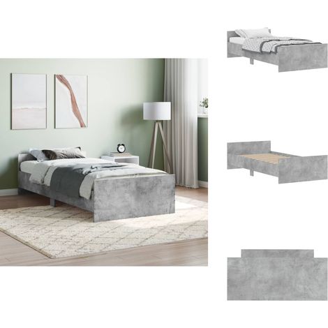 Cadre de lit sans matelas gris béton 100x200 cm - Cadre De Lit - Lit Double - Lit Plateforme - Literie - Meuble Chambre (1/5)