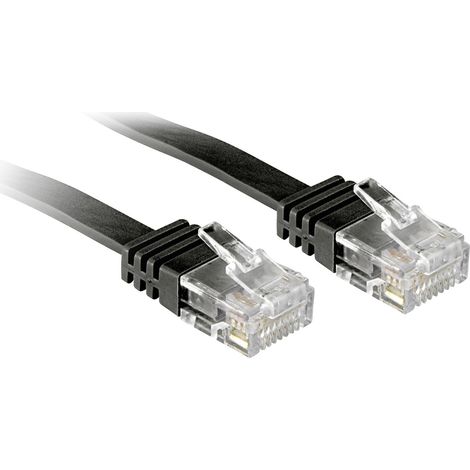 LINDY 47525 RJ45 Patchkabel CAT 6 U/UTP 10.00 m Schwarz mit Rastnasenschutz 1 St.
