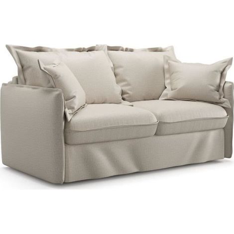 Canapé convertible express - 3 places - MYKONOS - Tissu beige - 185 x 104 x 90 cm - MONDO (1/5)